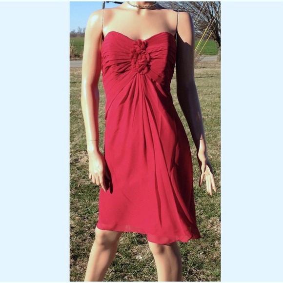 Designer Strapless Mini Formal Bridesmaid Baby Doll Party Dress RUBY RED~12~NWT - Picture 2 of 9
